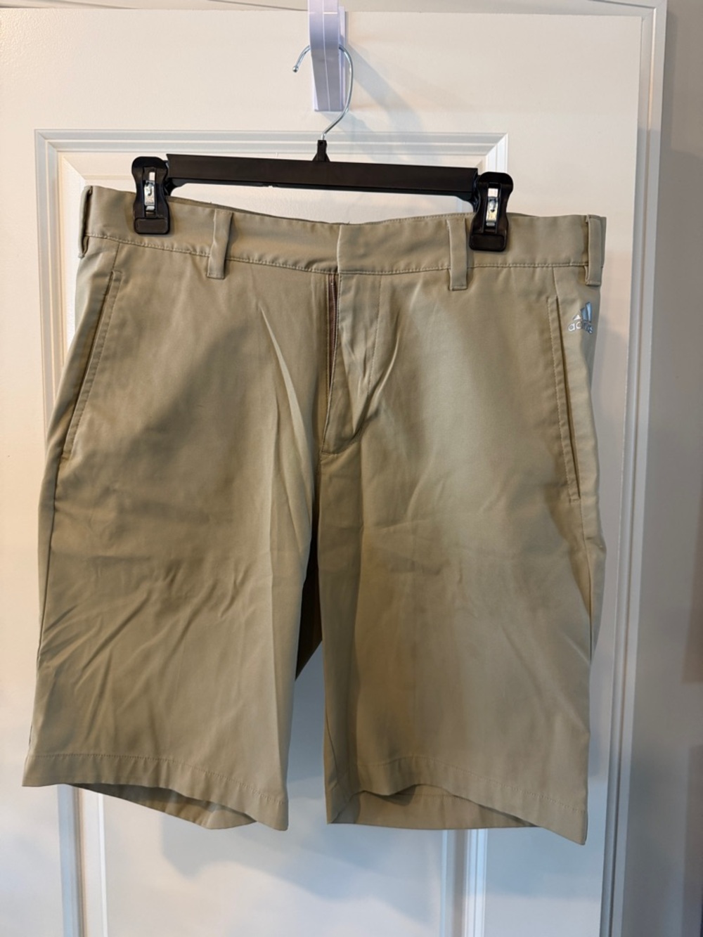 adidas Men’s Khaki Flat-Front Golf Shorts